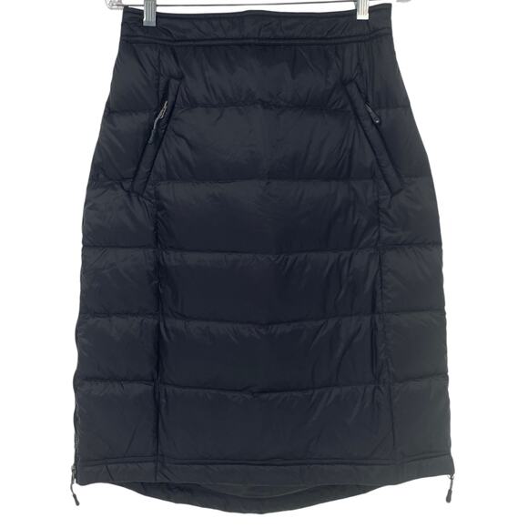 SOLD - NWT AVENTURE Quilted Down Puffer Skirt Knee Length Black Medium Winter - Picture 1 of 6